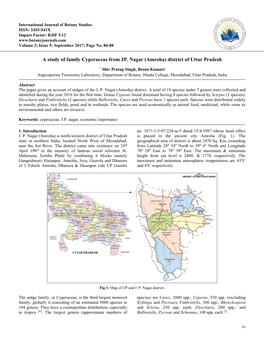 A Study of Family Cyperaceae from JP. Nagar (Amroha) District of Uttar Pradesh