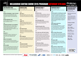 Melbourne Guitar Show 2015 Programsaturday 8Th