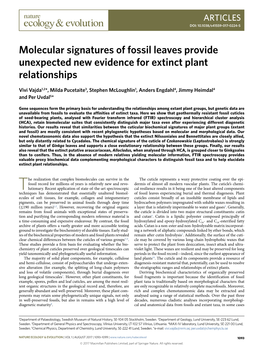 Molecular Signatures of Fossil Leaves Provide Unexpected New Evidence for Extinct Plant Relationships