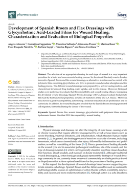 Development of Spanish Broom and Flax Dressings with Glycyrrhetinic Acid-Loaded Films for Wound Healing: Characterization and Evaluation of Biological Properties