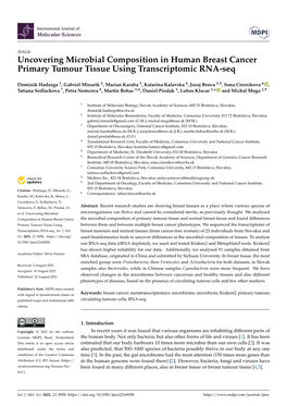 Uncovering Microbial Composition in Human Breast Cancer Primary Tumour Tissue Using Transcriptomic RNA-Seq