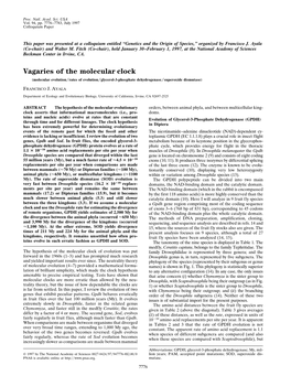 Vagaries of the Molecular Clock (Molecular Evolution͞rates of Evolution͞glycerol-3-Phosphate Dehydrogenase͞superoxide Dismutase)