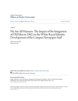 We Are All Humans: the Impact of the Integration of Old Miss in 1962 On