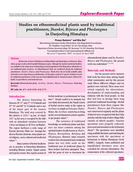 Studies on Ethnomedicinal Plants Used by Traditional Practitioners, Jhankri, Bijuwa and Phedangma in Darjeeling Himalaya Explore