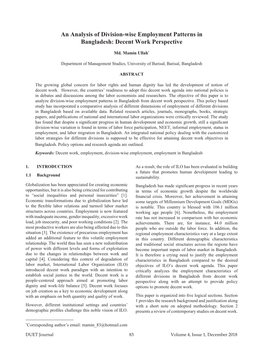 An Analysis of Division-Wise Employment Patterns in Bangladesh