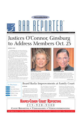 Justices O'connor, Ginsburg to Address Members Oct. 23