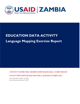 USAID Education Data Activity: Language Mapping Exercise Report