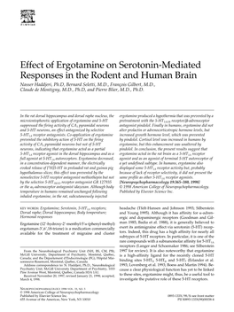 Effect of Ergotamine on Serotonin-Mediated Responses In