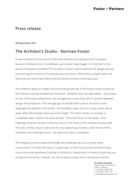Press Release the Architect's Studio