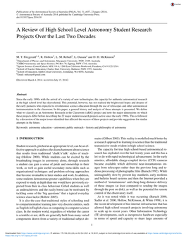 A Review of High School Level Astronomy Student Research Projects Over the Last Two Decades