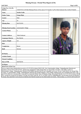 Missing Person - Period Wise Report (CIS) 24/07/2019 Page 1 of 50