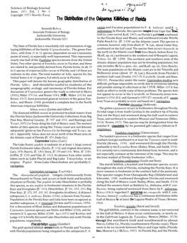 The Distribution of the Oviparous Killifishes of Florida