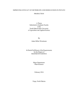 Improving Efficacy of Metribuzin and Rimsulfuron in Potato Production.Pdf