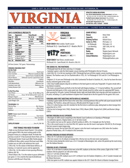 Virginia Cavaliers Pitt Panthers