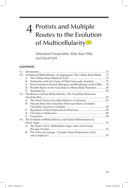 4 Protists and Multiple Routes to the Evolution of Multicellularity