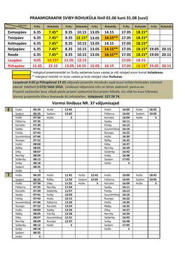 Vormsi Liinibuss NR. 37 Väljumisajad PRAAMIGRAAFIK SVIBY
