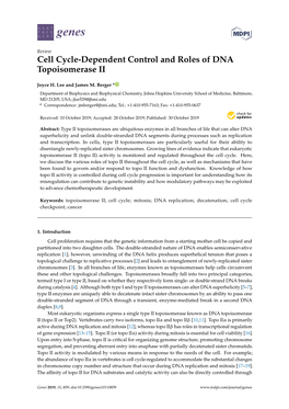 Cell Cycle-Dependent Control and Roles of DNA Topoisomerase II