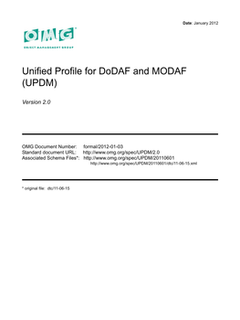 Unified Profile for Dodaf and MODAF (UPDM)