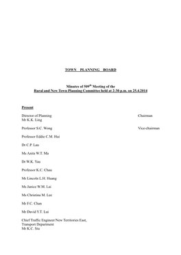 TOWN PLANNING BOARD Minutes of 509 Meeting of the Rural and New