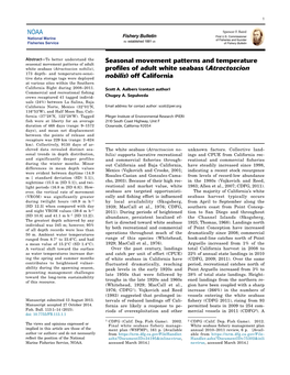 Seasonal Movement Patterns and Temperature Profiles of Adult White