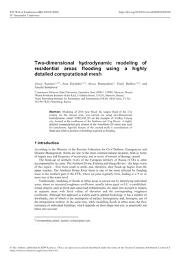 Two-Dimensional Hydrodynamic Modeling of Residential Areas Flooding Using a Highly Detailed Computational Mesh