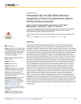 Annotated 18S and 28S Rdna Reference Sequences of Taxa in the Planktonic Diatom Family Chaetocerotaceae