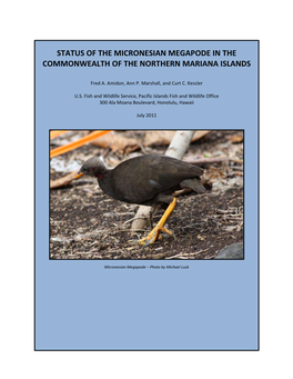 Status of the Micronesian Megapode in the Commonwealth of the Northern Mariana Islands