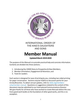 Member Manual Updated March 2019-2020