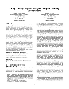 Using Concept Maps to Navigate Complex Learning Environments Susan L