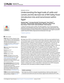 Understanding the Legal Trade of Cattle and Camels and the Derived Risk of Rift Valley Fever Introduction Into and Transmission Within Egypt
