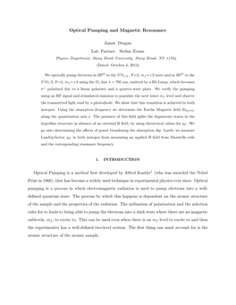 Optical Pumping and Magnetic Resonance