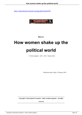 How Women Shake up the Political World