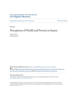 Perceptions of Wealth and Poverty in Samoa William Glass SIT Study Abroad