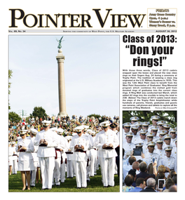 “Don Your Rings!” with Those Three Words, Class of 2013 Cadets Snapped Open the Boxes and Placed the New Class Rings on Their Fingers Aug