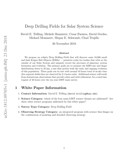 Deep Drilling Fields for Solar System Science