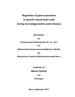 Regulation of Gene Expression in Specific Mouse Brain Cells During Neurodegenerative Prion Disease