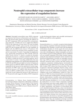 Neutrophil Extracellular Trap Components Increase the Expression of Coagulation Factors