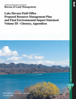 Lake Havasu Field Office • Proposed RMP and Final EIS • September