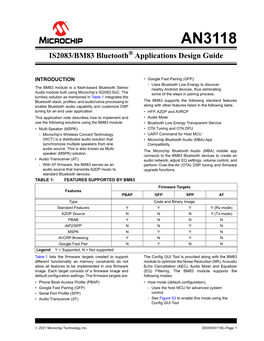 AN3118 IS2083/BM83 Bluetooth® Applications Design Guide