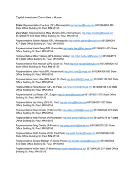 Capital Investment Committee – House