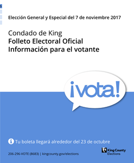 Condado De King Folleto Electoral Oficial Información Para El Votante