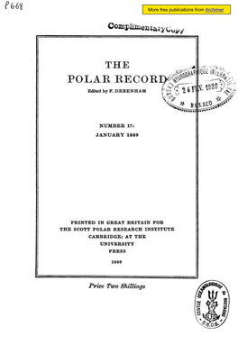 The Polar Record Number 17