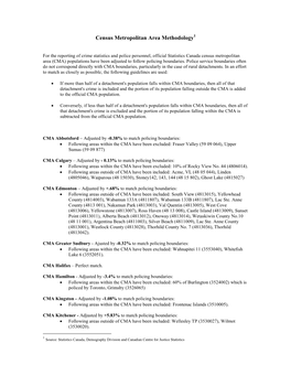 Census Metropolitan Area Methodology 1