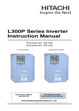 Hitachi L300P Series Inverter Instruction Manual
