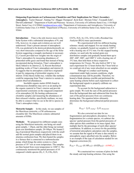 Outgassing Experiments on Carbonaceous Chondrites and Their Implications for Titan’S Secondary Atmosphere