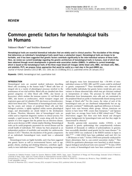 Common Genetic Factors for Hematological Traits in Humans