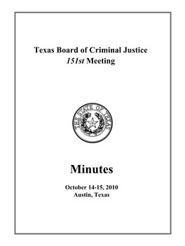 Texas Board of Criminal Justice Meeting Summary, October 14-15