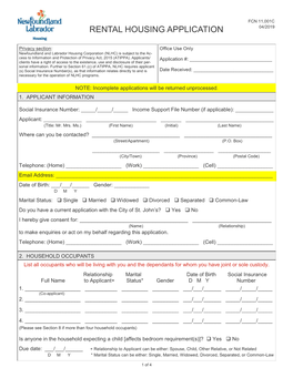 Rental Housing Application 04/2019