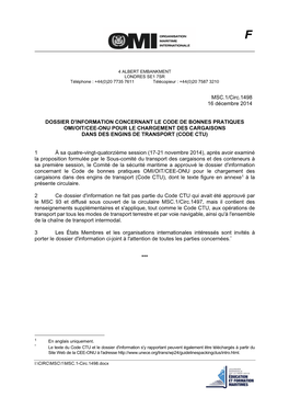 MSC.1/Circ.1498 16 Décembre 2014 DOSSIER D'information