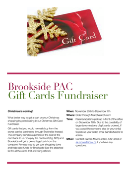 Brookside PAC Gift Cards Fundraiser